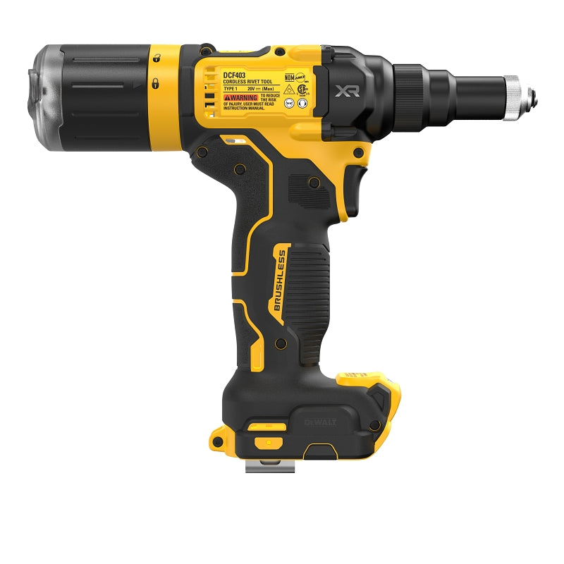 DeWALT 20V MAX XR DCF403B Rivet Tool, Tool Only, 20 VDC, 3/32, 1/8, 5/32, 3/16 in Dia Rivet, 0.98 in L Stroke