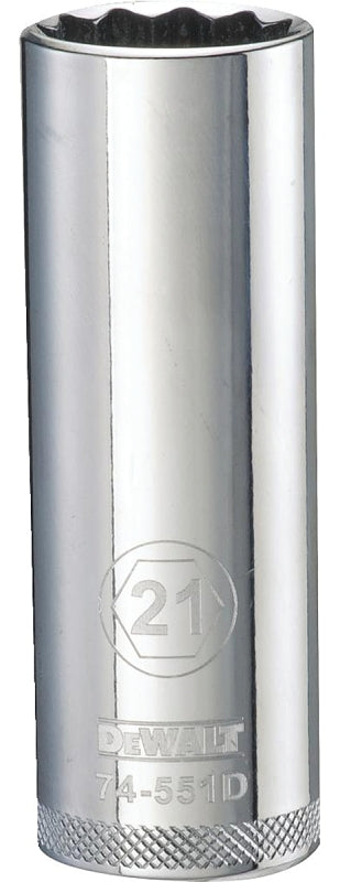 DeWALT DWMT74551OSP Drive Socket, 21 mm Socket, 1/2 in Drive, 12-Point, Vanadium Steel, Polished Chrome