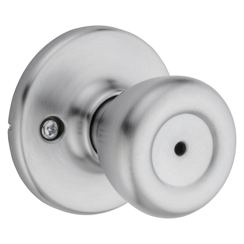 Kwikset 300T26D 6AL RCS Privacy Door Knob, 1-7/8 in Dia Knob, Metal, Satin Chrome