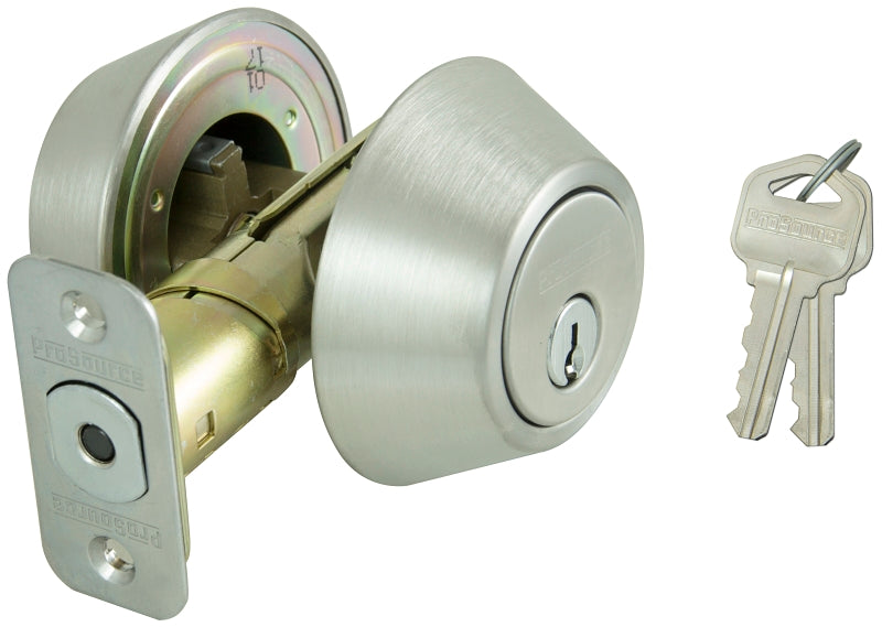 ProSource D262-RU5B Deadbolt, 3 Grade, Stainless Steel, 2-3/8 to 2-3/4 in Backset, KW1 Keyway