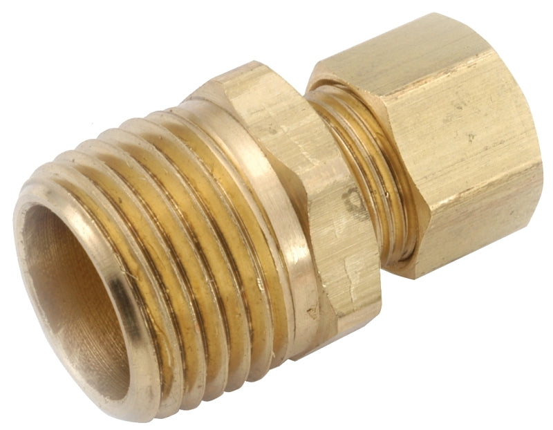 Anderson Metals 750068-0404 Pipe Connector, 1/4 in, Compression x Male, Brass, 300 psi Pressure