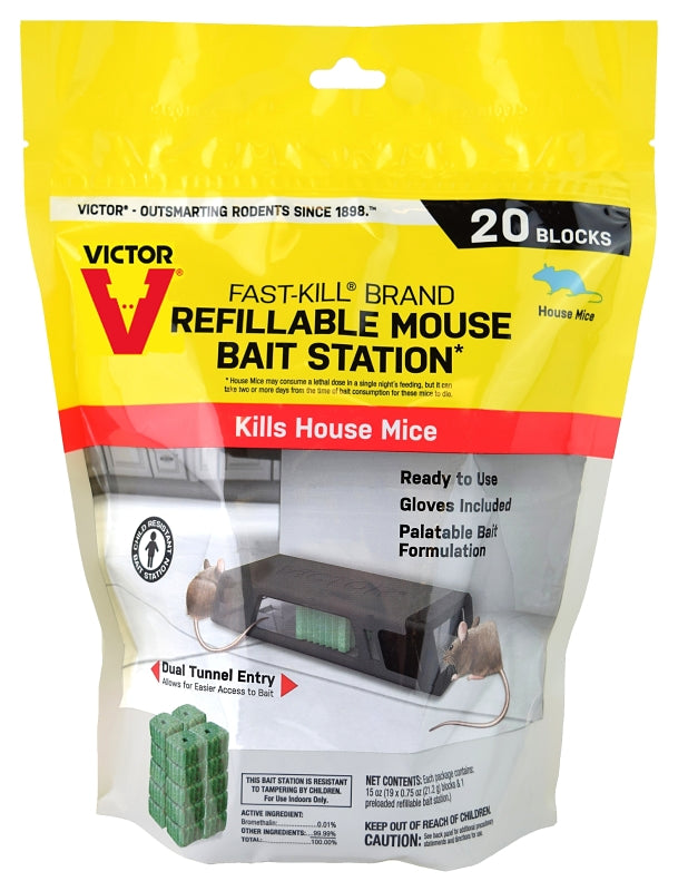 Victor Fast-Kill M923 Mouse Bait Station, 2 -Opening, Plastic