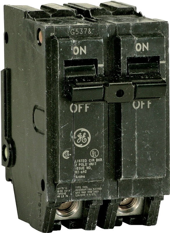 GE THQL2150 Feeder Circuit Breaker, Type THQL, 50 A, 2-Pole, 120/240 V, Non-Interchangeable Trip, Plug