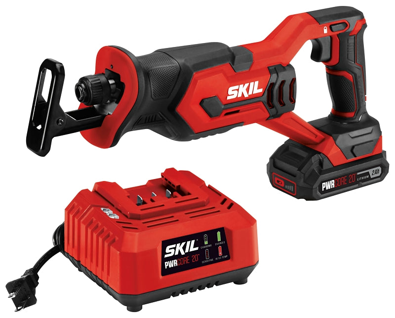 SKIL RS582902 Compact Reciprocating Saw Kit, Battery Included, 20 V, 2 Ah, 3/4 to 4-3/4 in Cutting Capacity