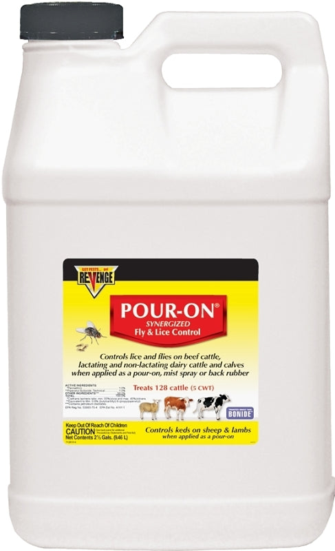 Bonide REVENGE 46431 Fly and Lice Control, Liquid, Pour-On, Spray Application, 2.5 gal