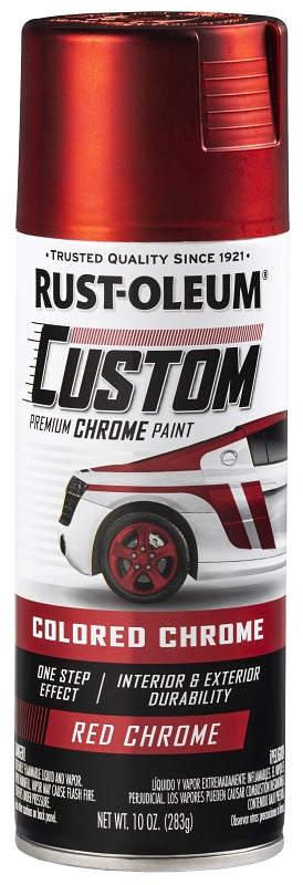 Rust-Oleum 340561 Premium Custom Paint, Chrome, Red, 10 oz, Aerosol Can