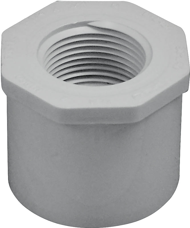 IPEX 435727 Reducing Bushing, 1-1/4 x 3/4 in, Spigot x FPT, White, SCH 40 Schedule, 150 psi Pressure