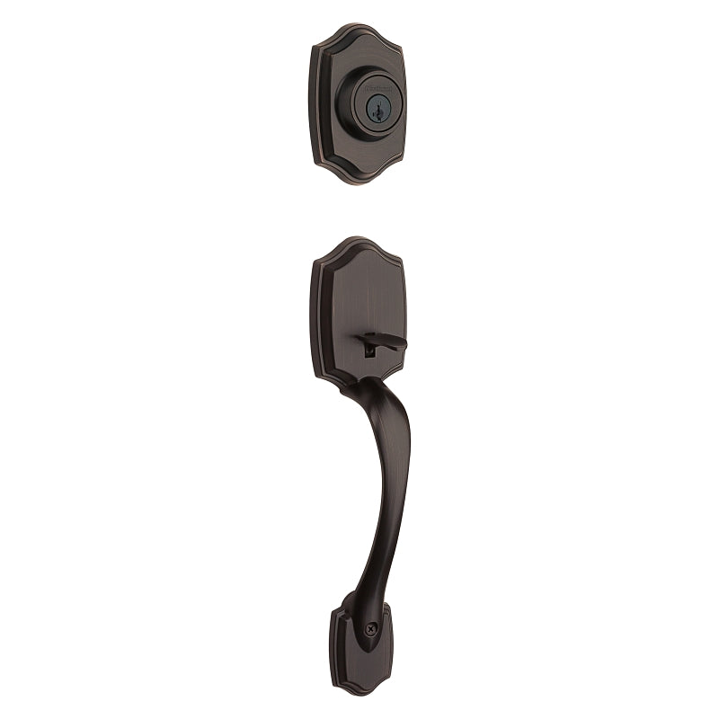 Kwikset 96870-100 Handleset, 3 Grade, Brass, Venetian Bronze, 2-3/8 x 2-3/4 in Backset, KW1 Keyway, 1-3/4 in Thick Door