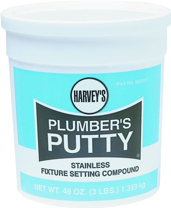 Harvey 43050 Plumbers Putty, Solid, Off-White, 3 lb Cup