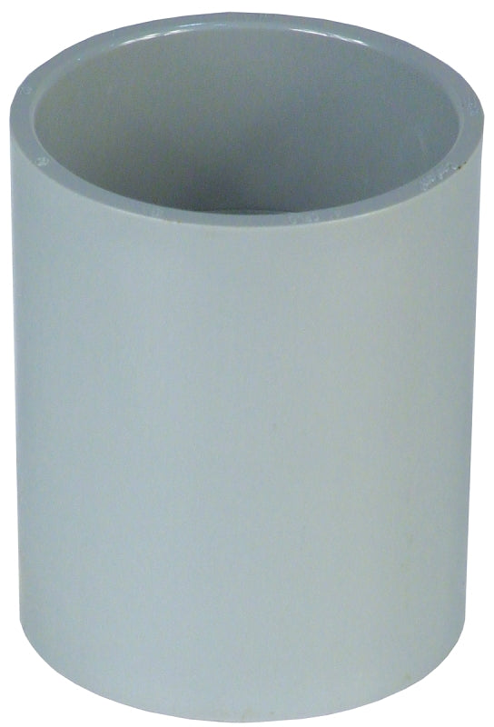 Carlon E940GR-CTN Conduit Coupling, 1-1/4 in Socket, 1.535 in ID x 1.98 in OD Dia, 2-1/8 in L, PVC, Gray