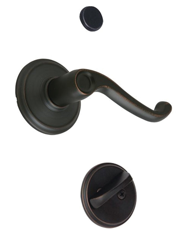 Schlage F59FLA716LH Handleset Interior Trim, 1 Grade, Mechanical Lock, Metal, Aged Bronze, Lever Handle, Residential