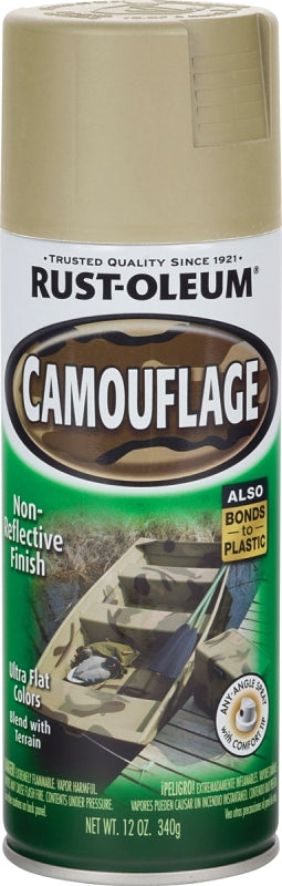 Rust-Oleum 263653 Camouflage Spray Paint, Ultra Flat, Sand, 12 oz, Can