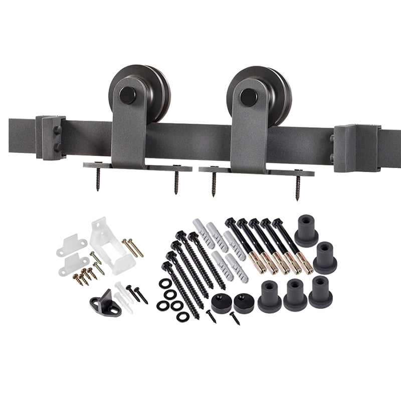 Renin BD101K-07800-MB Straight Strap Barn Door Hardware Kit, 78-3/4 in L Track, Steel, Matte, Wall, For: Barn Door