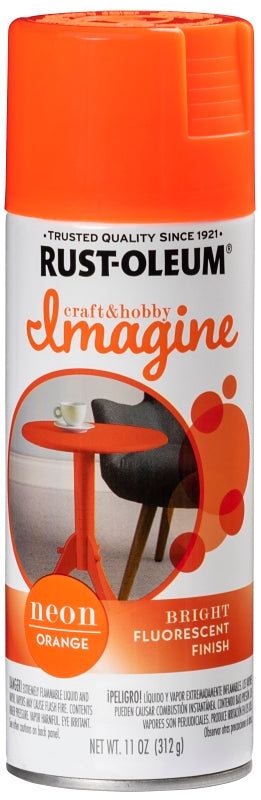 Rust-Oleum Imagine 345652 Craft Spray Paint, Neon Orange, 11 oz, Can