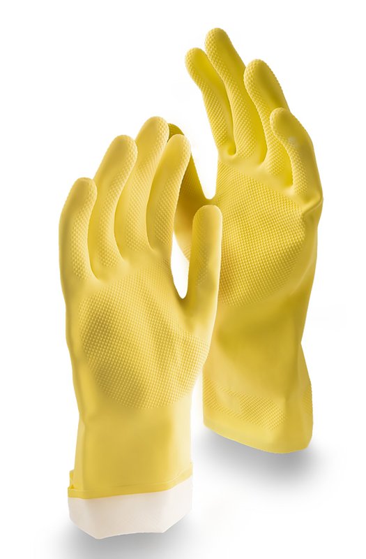 Libman 1322 All Purpose Reusable Gloves, L, 12 in L, Latex, Yellow