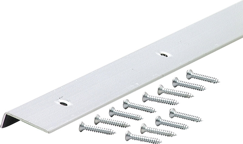 M-D 70391 Edge Moulding with Screw, 96 in L, 1-3/16 in W, Aluminum, Silver, Anodized