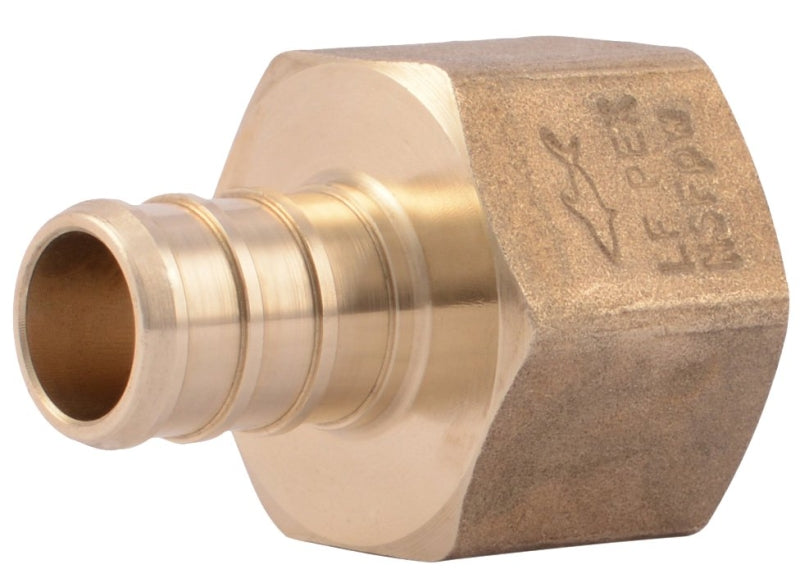 SharkBite UC072LFA Hose to Pipe Adapter, 1/2 in, PEX Barb x FNPT, DZR Brass, 200 psi Pressure