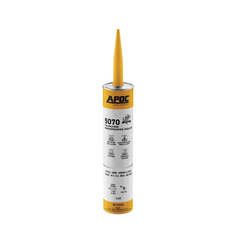 APOC AP-5070 Series AP-5070-0-61 Tri-Polymer Waterproofing Sealant, Clear, Liquid, 10 oz, Tube