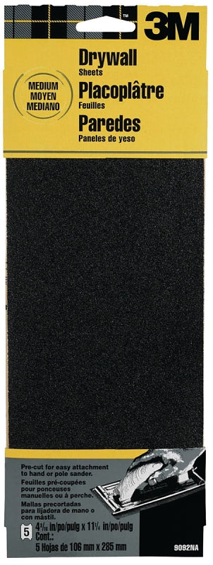 3M 9092 Sandpaper, 11 in L, 4-3/16 in W, 100 Grit, Medium, Silicone Carbide Abrasive