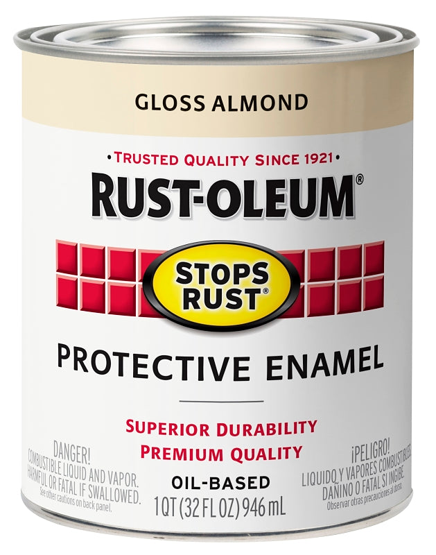 Rust-Oleum 353574 Rust Preventative Paint, Oil, Gloss, Almond, 1 qt, 80 to 175 sq-ft Coverage Area