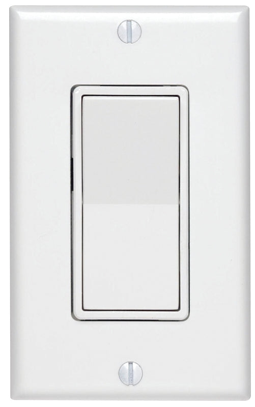 Leviton C24-05673-02W Rocker Switch with Wallplate, 15 A, 120/277 V, SPST, Lead Wire Terminal, White