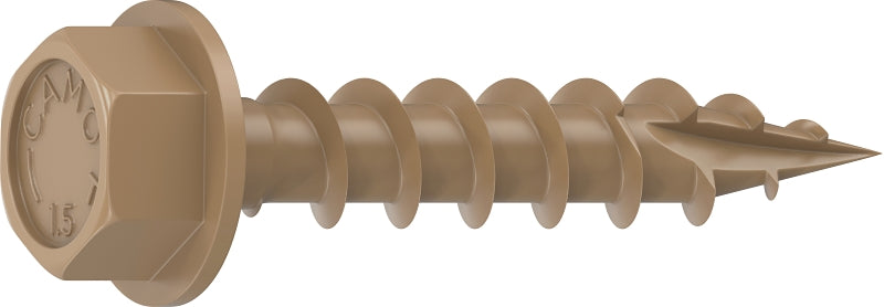 Camo 0364094 Structural Screw, 1/4 in Thread, 1-1/2 in L, Hex Head, Hex Drive, Sharp Point, PROTECH Ultra 4 Coated, 250