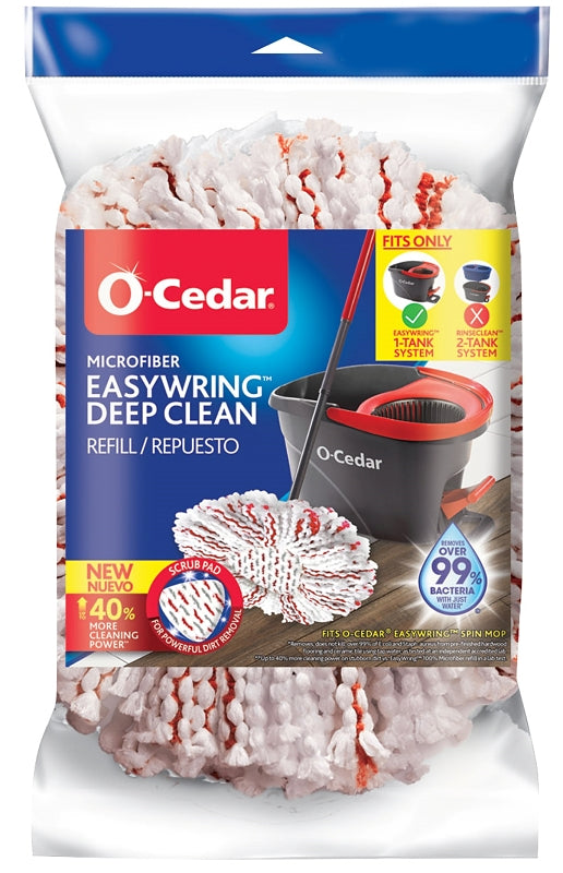 O-Cedar EasyWring 170500 Deep Clean Mop Head Refill, Microfiber, Red/White