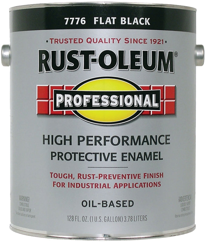 Rust-Oleum 7776402 Enamel Paint, Oil, Flat, Black, 1 gal, Can, 230 to 390 sq-ft/gal Coverage Area