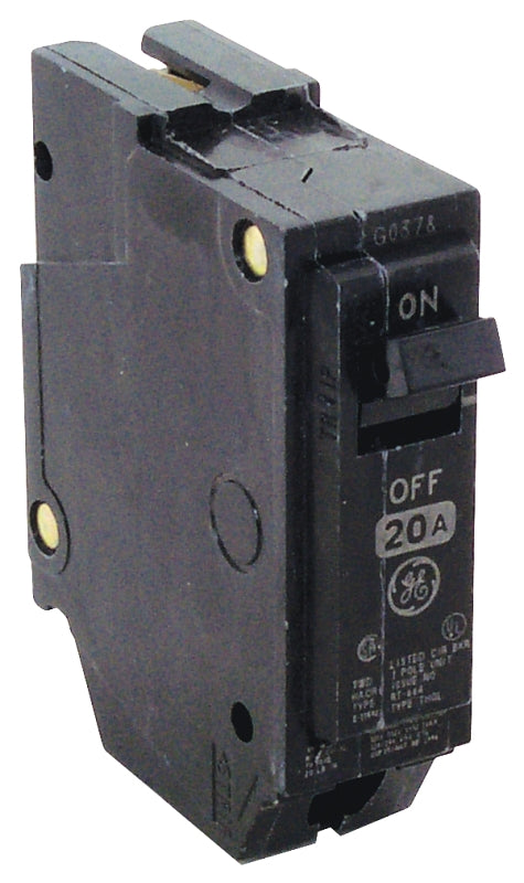 GE THQL1120 Feeder Circuit Breaker, Type THQL, 20 A, 1-Pole, 120/240 V, Non-Interchangeable Trip, Plug