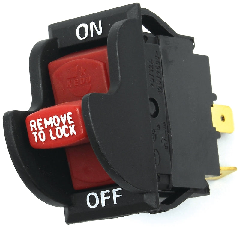 Jandorf 61314 Rocker Switch with Lockout, 12/20 A, 125/250 V, SPST, Tab Terminal