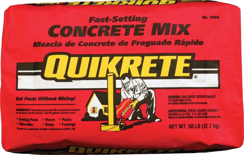 Quikrete 1004-50 Concrete Mix, Gray/Gray-Brown, Granular Solid, 50 lb Bag