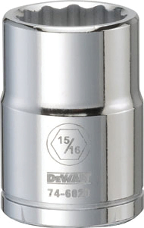 DeWALT DWMT74602OSP Drive Socket, 15/16 in Socket, 3/4 in Drive, 12-Point, Vanadium Steel, Polished Chrome