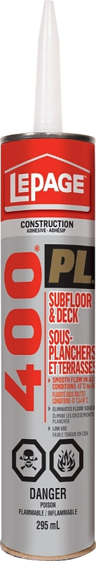 LePage PL 400 1654126 Subfloor and Deck Adhesive, Beige, 295 mL Cartridge