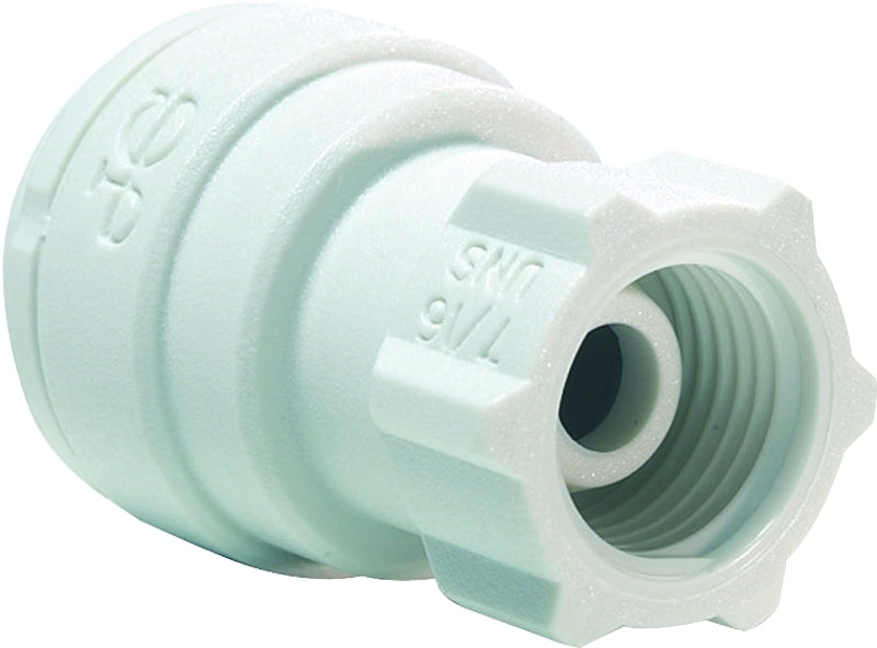 John Guest PP3208U7WP Tube Adapter, 1/4 in x 7/16-24 in, UNS Thread, Polypropylene, 150 psi Pressure