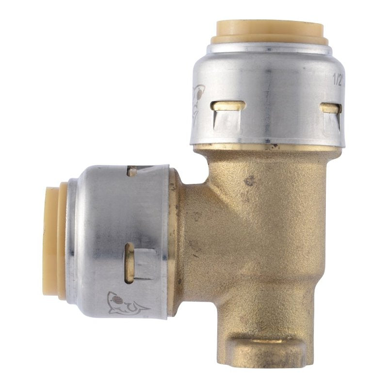 SharkBite Max UR249A Drop Ear Elbow, 1/2 in PTC, 90 deg Angle, Brass, 250 psi Pressure