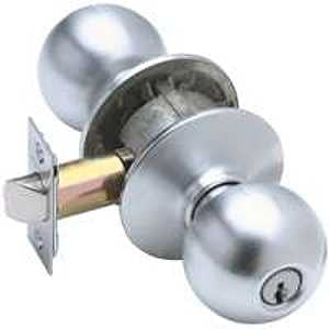 Schlage Orbit Series F51A ORB626K4 Entry Knob, Knob Handle, Satin Chrome, Metal, C Keyway, Residential, 2 Grade