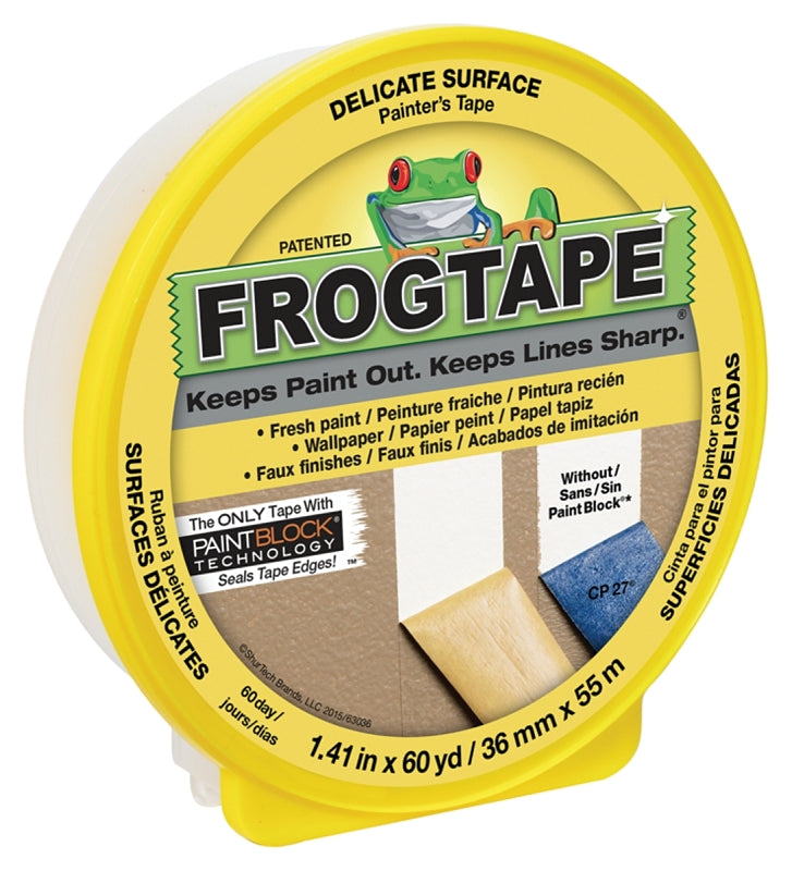 FrogTape 240483 Masking Tape, 60 yd L, 1.41 in W, Yellow