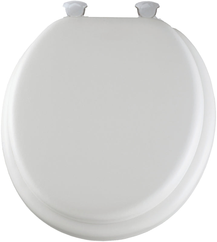 Mayfair 15EC-000 Toilet Seat, Round, Foam/Vinyl/Wood, White, Twist Hinge