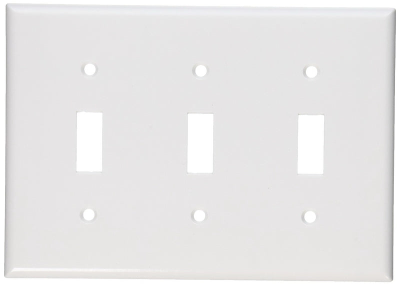 Leviton 001-88011-000 Non-Metallic Wallplate, 4-1/2 in L, 2-3/4 in W, 3 -Gang, Thermoset, White, Smooth