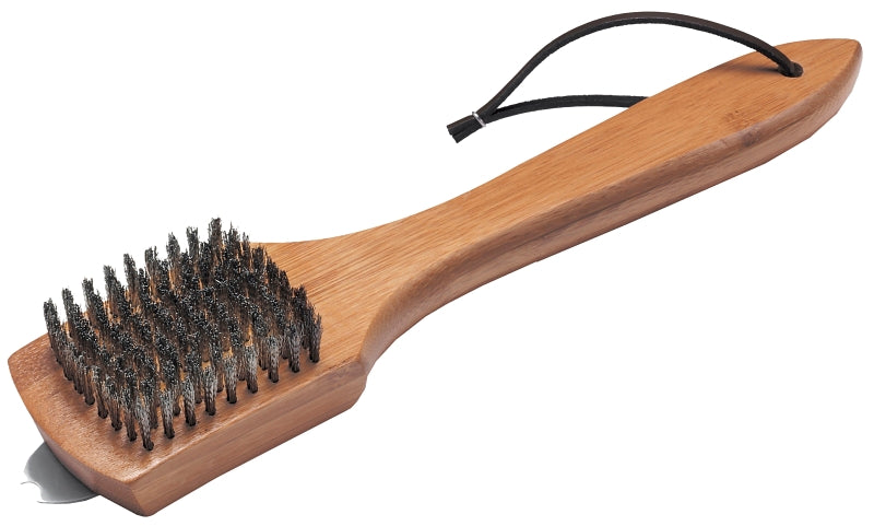 Weber 6463 Grill Brush, 2.4 in W Brush, Stainless Steel Bristle, Bamboo Handle, 12-1/2 in L