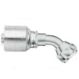 Gates MegaCrimp G25175-0608 Hose Coupling, 3/4-16, Crimp x JIC, 45 deg Angle, Steel, Zinc