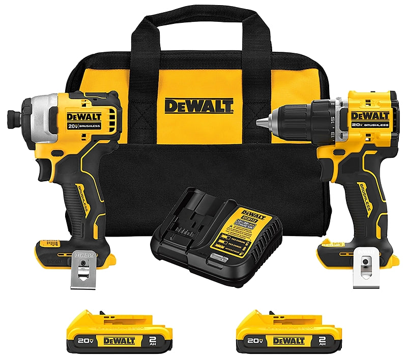 DeWALT DCK225D2 Brushless Combo Kit, Battery Included, 2-Tool, 2 Ah, 20 V, Lithium-Ion