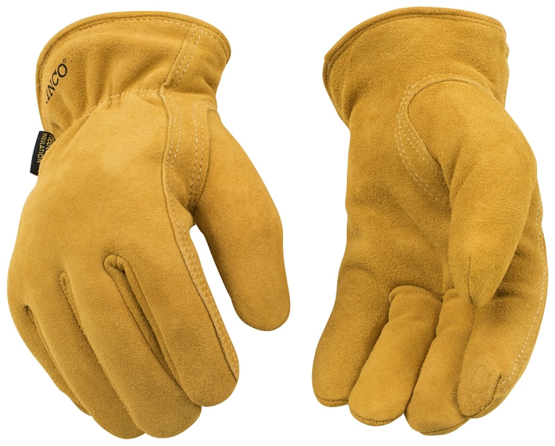 Kinco 903HK-L Driver Gloves, Men's, L, Keystone Thumb, Easy-On Cuff, Deerskin Leather, Gold