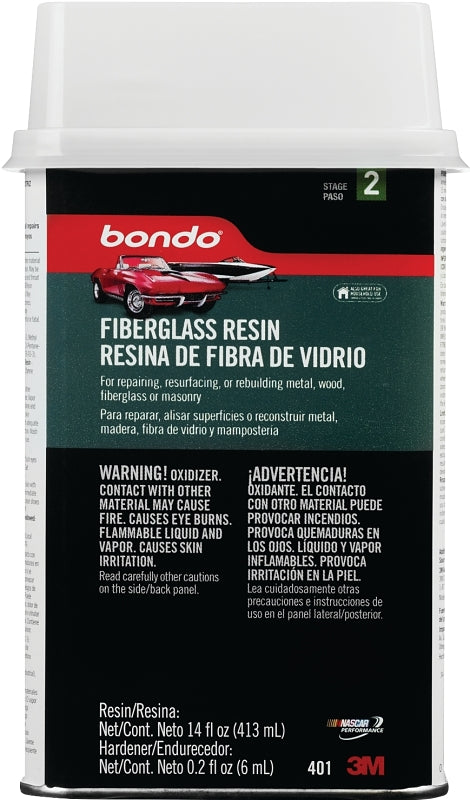 Bondo 401C Fiberglass Resin, 15 oz Can, Liquid, Pungent Organic