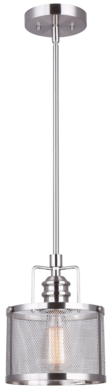 Canarm BECKETT Series IPL626A01BN Pendant Light, 120 V, 1-Lamp, Metal Fixture, Brushed Nickel Fixture
