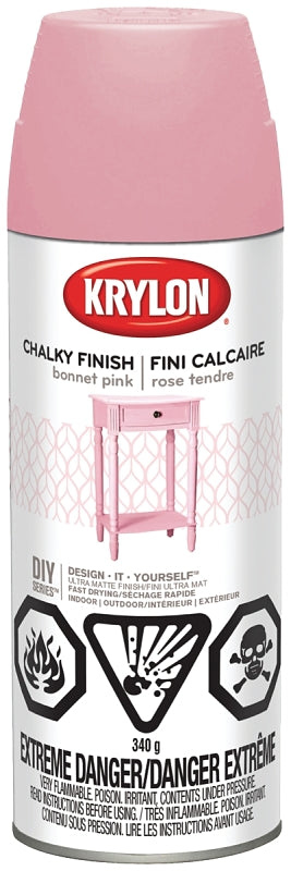 Krylon 4116 Chalk Spray Paint, Bonnet Pink, 12 oz, Can