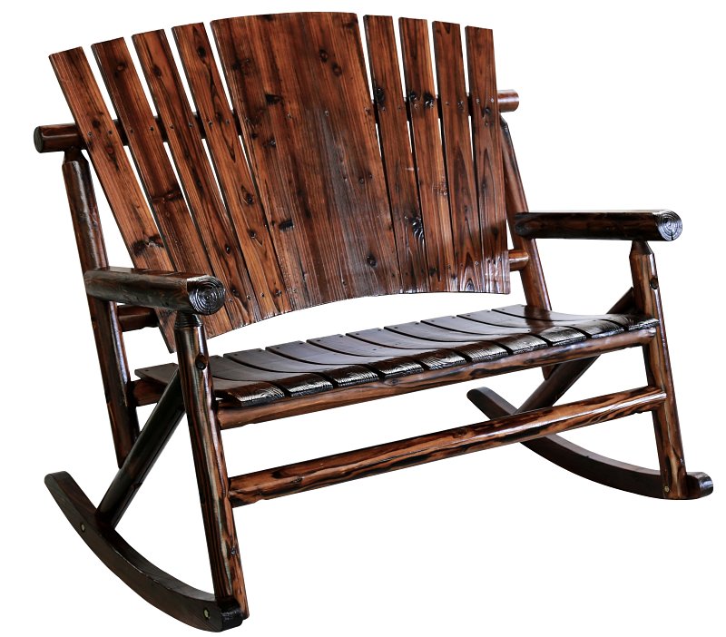 Leigh Country Char-Log Series TX 93866 Double Rocker Chair, 51.2 in OAW, 36.6 in OAD, 44.09 in OAH, Wood, Brown