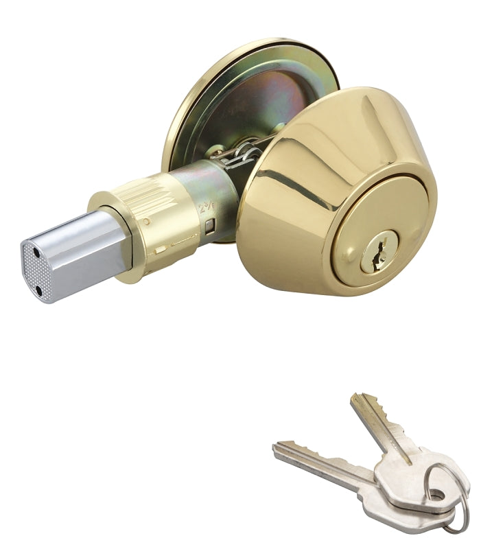 ProSource Signature Series T-D101PB Deadbolt, 3 Grade, Polished Brass, 2-3/8, 2-3/4 in Backset, KW1 Keyway