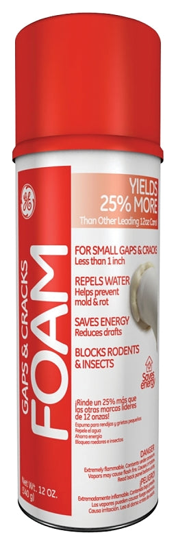 GE Gaps and Cracks 2844271 Insulating Foam, White, 7 to 10 min Functional Cure, 12 fl-oz Aerosol Can