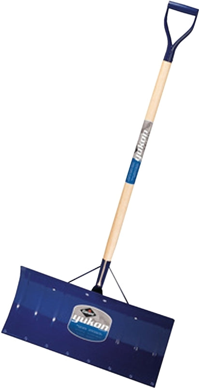 Garant YAP24DRU Snow Pusher, 24 in W Blade, Aluminum Blade, Wood Handle, D-Shaped Handle, 42 in L Handle, Blue